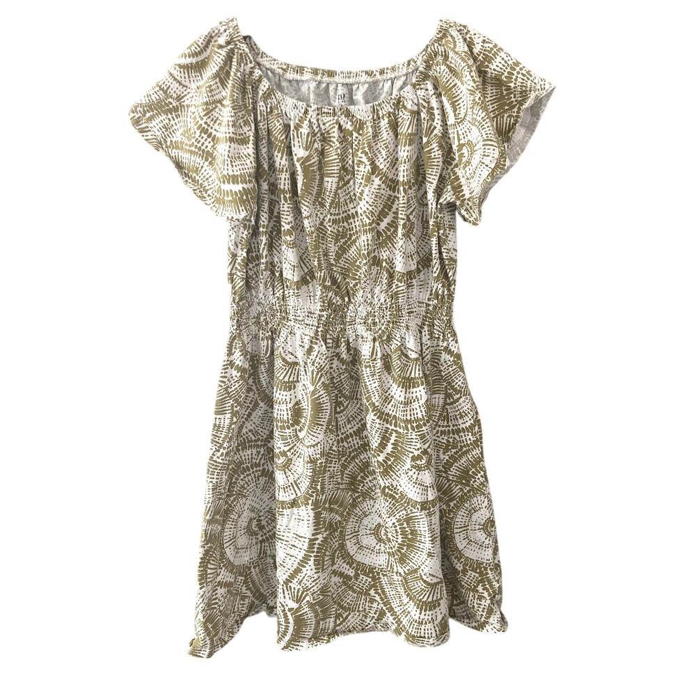 Gap Smocked Patterned Flutter Dress - Fresh Olive Green - XL 12/13